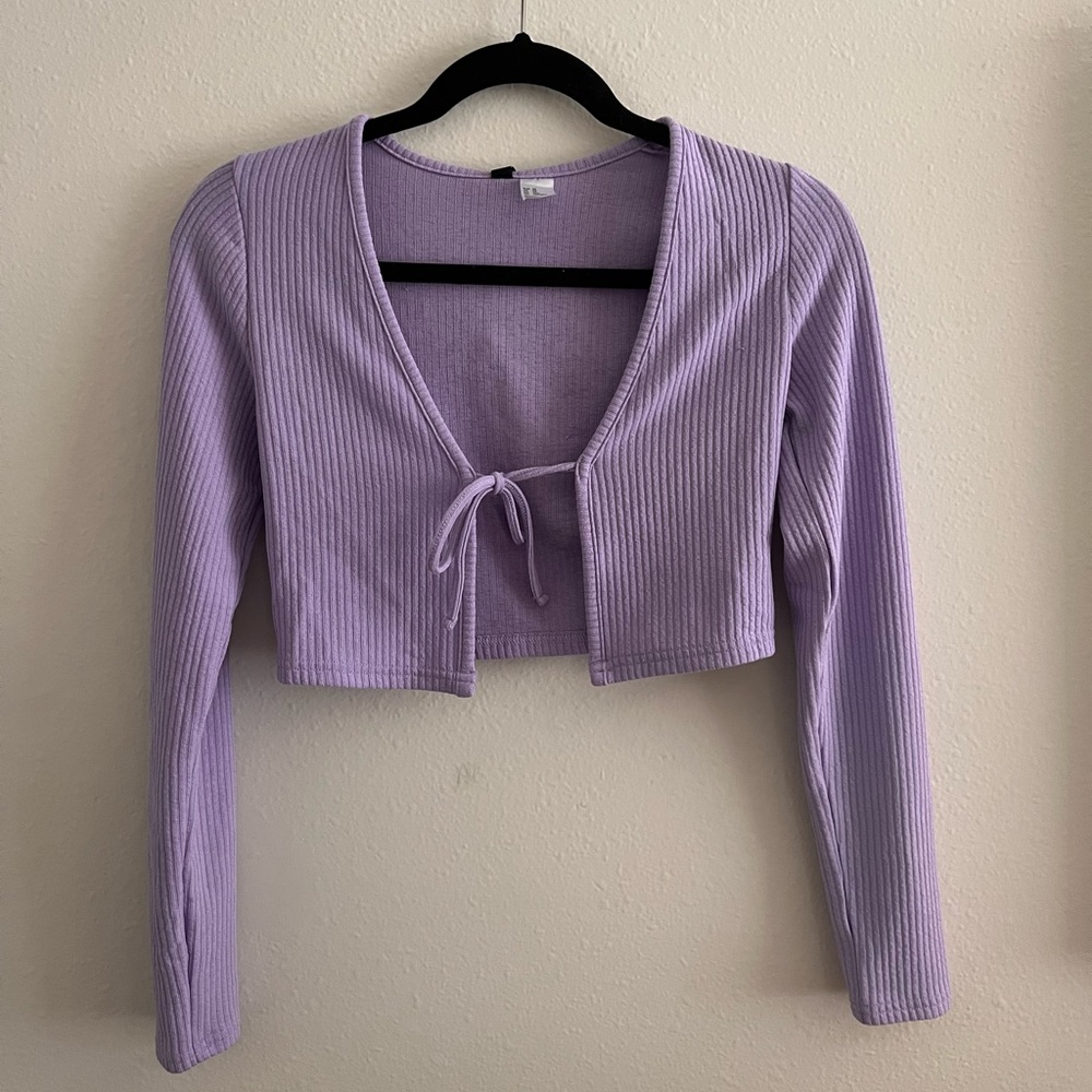 H&M lavender purple long sleeve with front tie - never worn